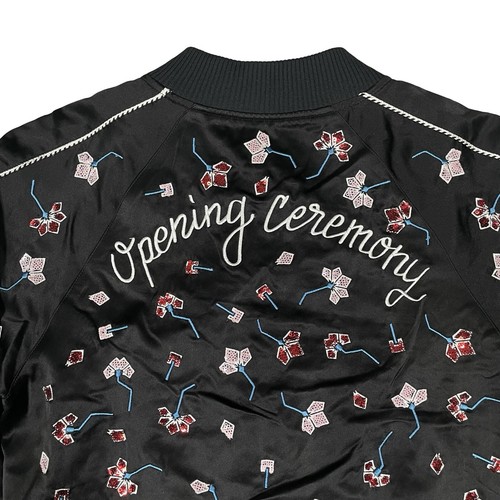 Opening Ceremony Embroidered Bomber Jacket Size XS Black Satin Streetwear - Picture 3 of 6