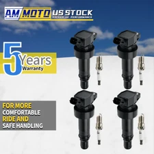 4X Ignition Coil & 4X Spark Plug For Kia Rio Soul Hyundai Accent Veloster UF652 