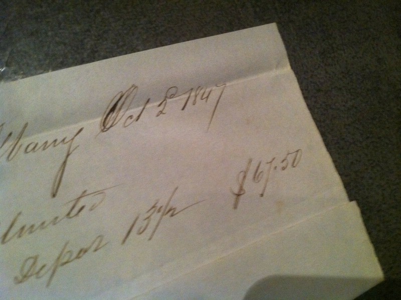 antique document from 1847 for 500 bags of salt  signed chipawa ?  por    BOX107