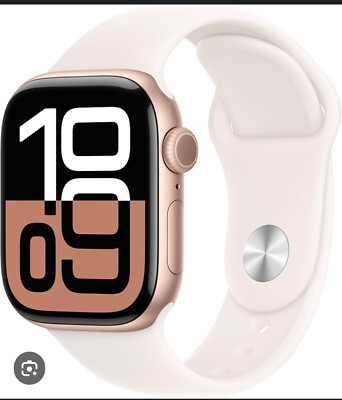 Apple Watch Series 10 42mm GPS Rose Gold w/ S/M Light Blush Band MWWH3LW/A
