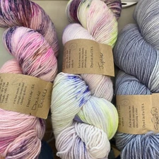 Set Of 3 Skeins. Primrose Yarn Co, Luscious Sock, Jupiter, Stardust & Double Bub