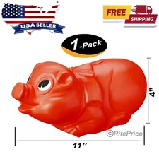 11" Plastic Piggy Bank (Red) Saving Money The Fun Way Tuff Pig Big - (1 Pack)