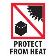 Tape Logic Labels, "Protect from Heat", 3" x 4", Red/White/Black, 500/Roll