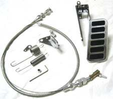 Street Rod Firewall Mount Gas Pedal  24" SS Throttle Cable  Bracket Spring Set