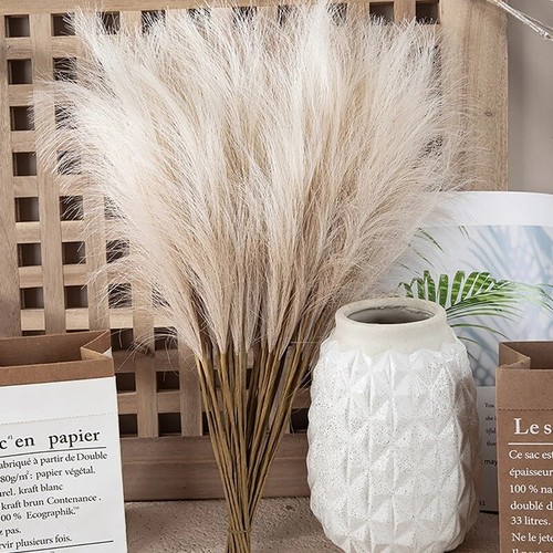 10pcs Artificial Reed Bouquet Fake Flowers for Boho Home Wedding Xmas Decoration - Picture 2 of 20