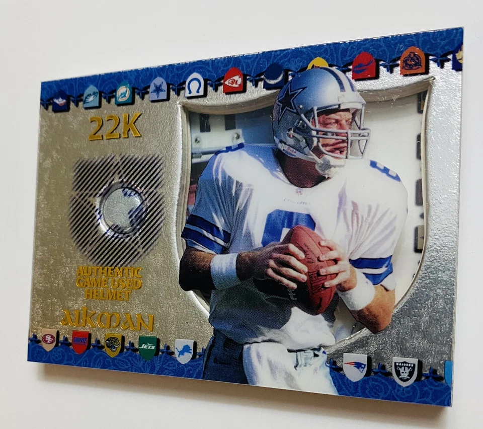 1997 Excalibur Collectors Edge TROY AIKMAN 22K Game Used Helmets Dallas Cowboys - Image 2 of 4