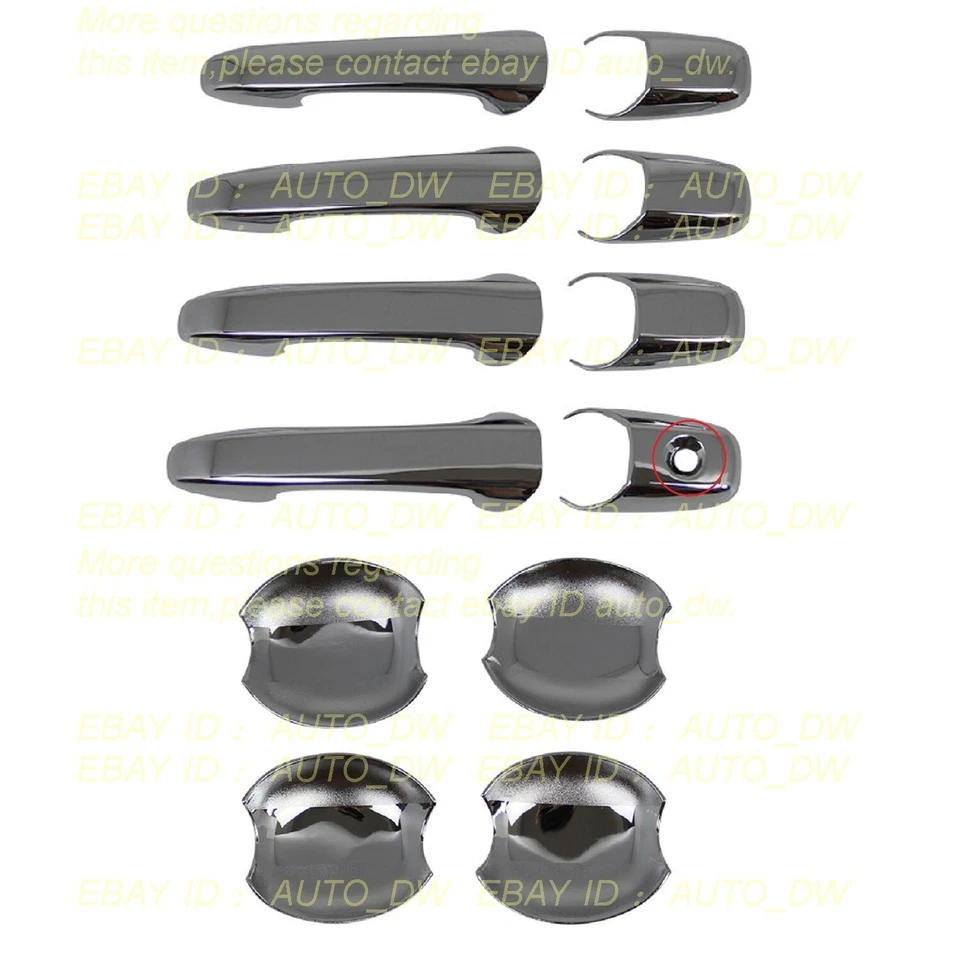 Chrome Door Handle Bowl Lid Side Cover Trim For 03-08 Mazda 2 3 6 Set 12PCS - Imagem 2 de 4