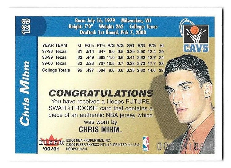 Lot of 4 2000-01 Hoops Hot Prospects Future Swatch Rookies - Swift Mihm Collier - Image 4 of 4