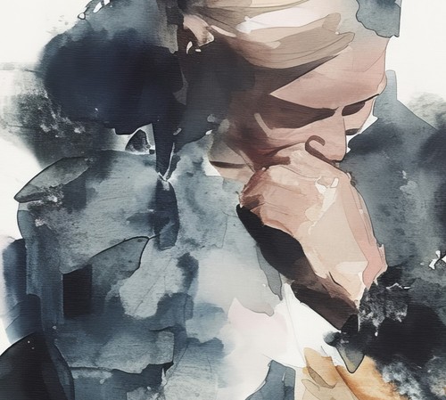 Contemplative Abstract Nude Figure 5"x7" Print on Matte Paper | Watercolor Art - Picture 5 of 7
