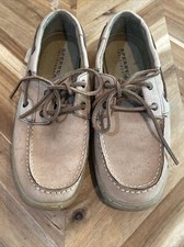 Sperry Top Sider Boat dock shoes, slip on comfort flats, tan leather, US 6 M