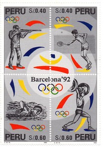 Olympic Games Barcelona 92, micro sheet of 4, Perú 1992, accept offers