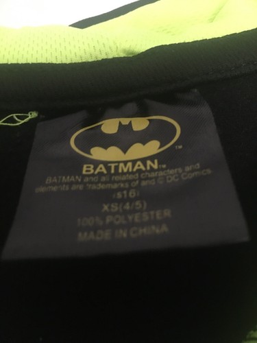 Batman Boys Black & Neon Green Sweatshirt Hoodie Size XS - Picture 8 of 11