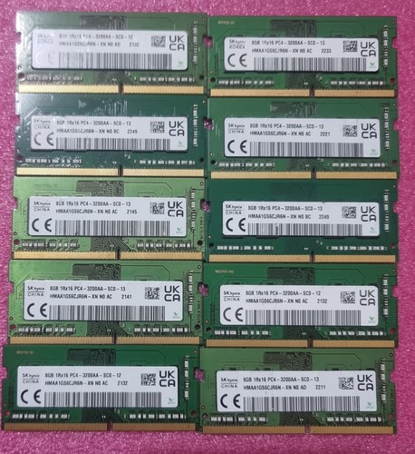 SK Hynix Job Lot 10x8GB DDR4 PC4 25600 3200AA 1XR16 Sodim Laptop RAM Memory 260