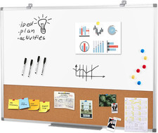 Magnetic Dry Erase  Cork Board Combo 36x24" for Home, School, Office