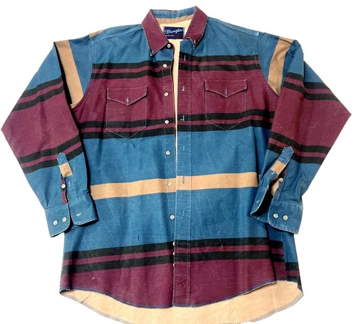 Chemise western de rodéo vintage en coton marron perlé des