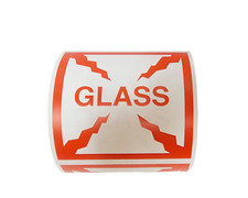 4x4 GLASS Labels Fragile Warning Shipping Pallet Stickers (2) RLS of 400 Total