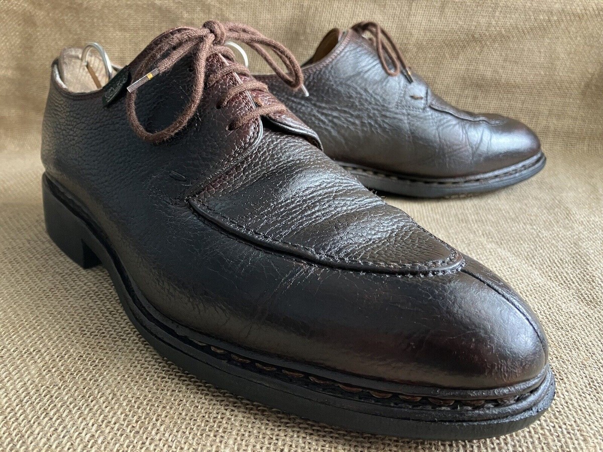 Paraboot Avignon Brown Pebble Grain Leather Derby Shoes Size