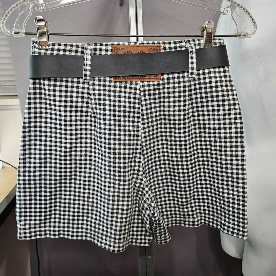 Be Bop Women Skort Wrap Skirt Mini Short 3 S Junior Plaid Check Black White Belt - Image 2 of 4