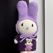 Miffy Handmade Crochet Purple Hat Bear Sweater For Just Dutch Miffy Plush Bunny