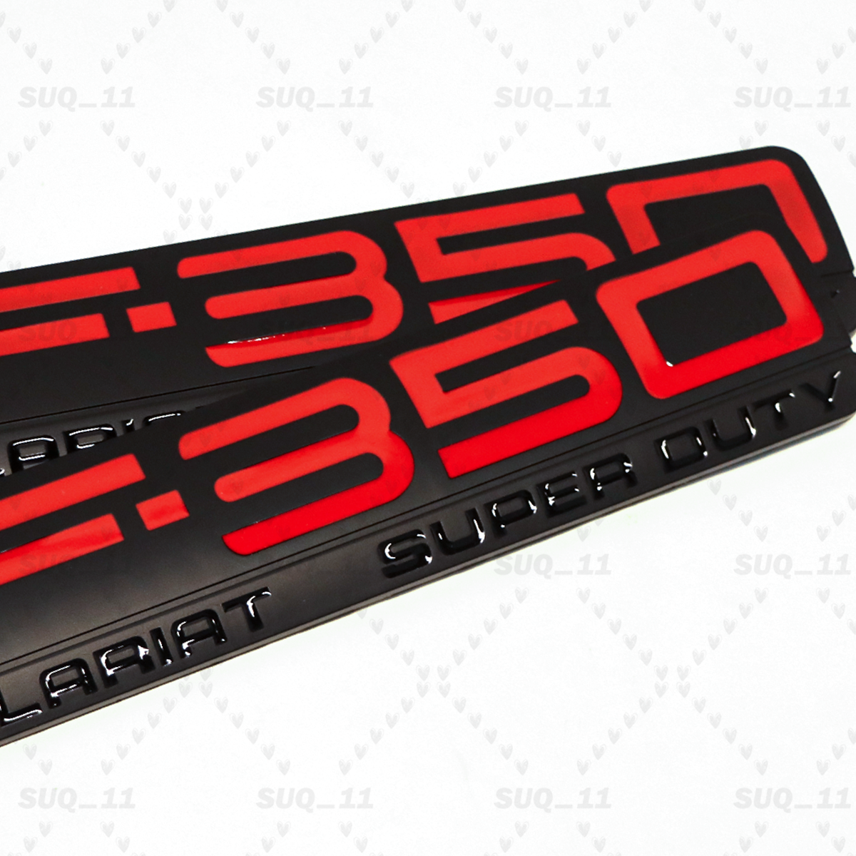 2PCS Fender Emblem For F-350 Lariat Super Duty Black Red Badge Nameplate Decal