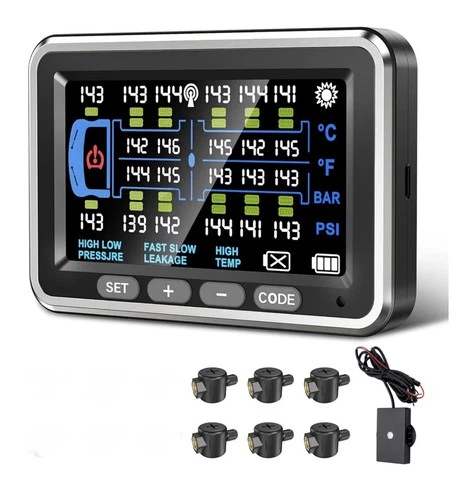 Tire Pressure Monitoring System | 4.5" Solar RV TPMS with Signal 6 Sensors