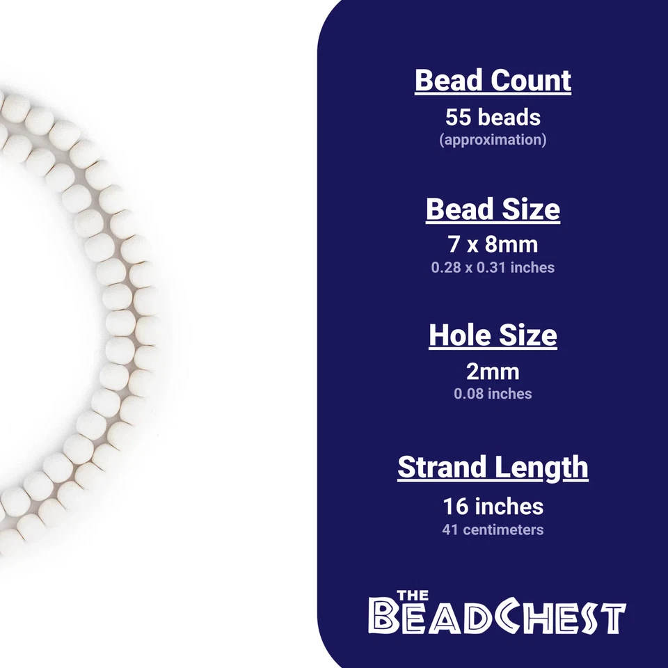 White Natural Wood Beads 8mm Round Large Hole 16 Inch Strand - Изображение 4 из 4