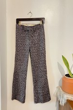 Petite Sm Vintage Pura Lana Italian Plum Tweed Trousers, 100 Wool, Flecked