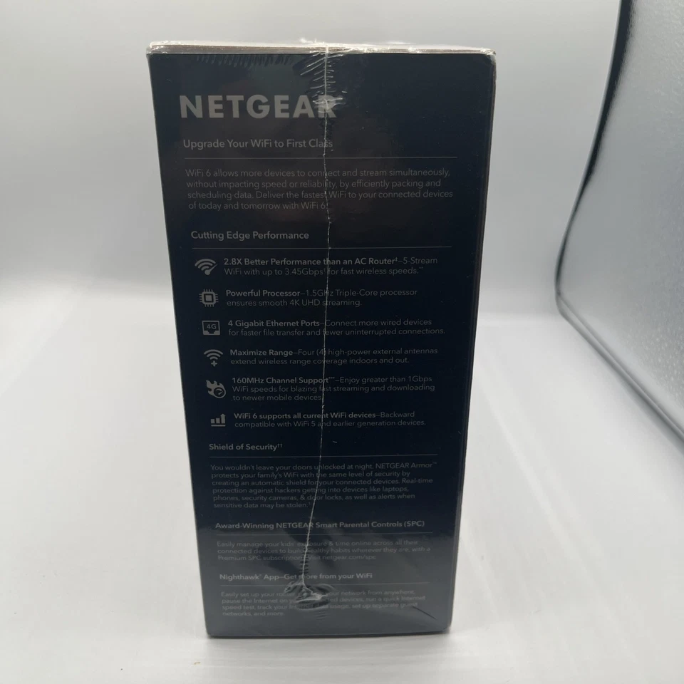 NETGEAR Nighthawk AX5 AX3600 RAX41 4 Port 5-Stream WiFi 6 Router (NEW/SEALED) - Image 2 of 4