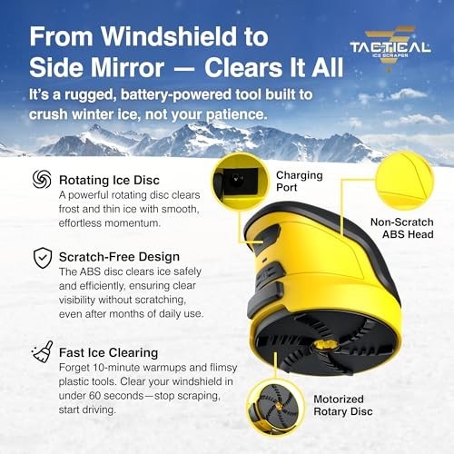 Electric Tactical Ice Scraper - Cordless Motorized Windshield Snow Remover Tool - Picture 4 of 8