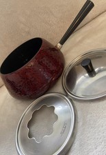 Vintage Fondue Pot SPRING Mod. Dep. RED Stainless Steel Made in Switzerland