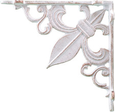 Cast Iron Wall Shelf Bracket Fleur De Lis White