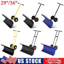 29"/36" Snow Shovel Steel Snow Removal Pusher Plow w/ Adjustable Handle & Wheels