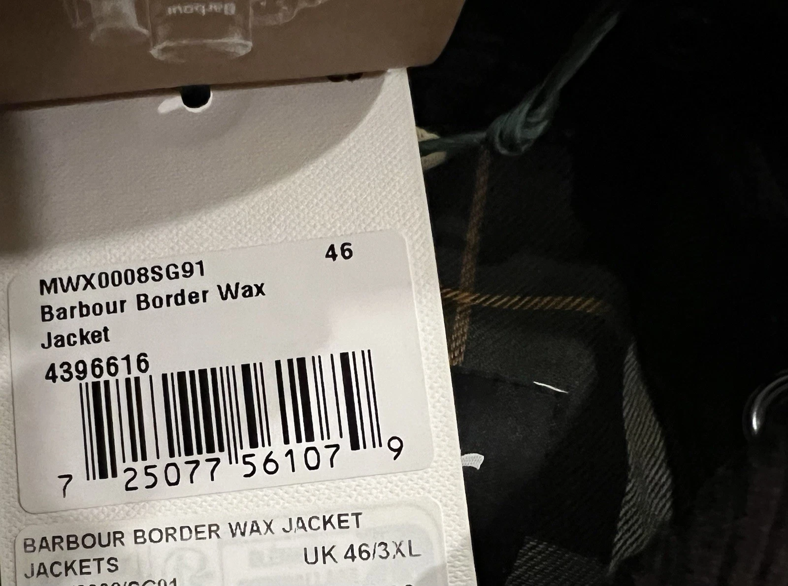 Rare Brand New with tags BARBOUR Men Border Wax Jacket hard to get size 46 Sage - product detail image 7