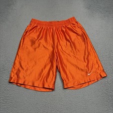 VINTAGE Nike Satin Shorts Men's Size Large Orange White Silky Shiny Soccer 90s