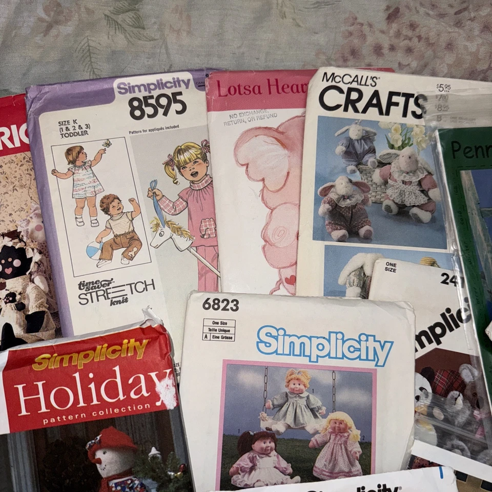 Lot Of 16 Vintage Craft SEWING Patterns Used 1980’s-90’s Bears Dolls Folk Art - Image 4 of 4