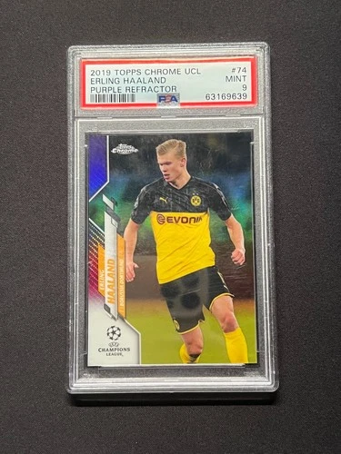 2019-20 Topps Chrome UEFA Erling Haaland #74 RC Rookie Purple /250 PSA 9