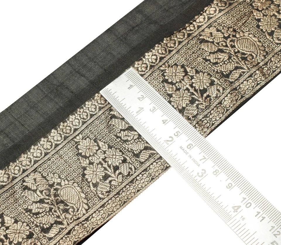 Sushila Vintage Black Saree Border Indian Craft Sewing Trim Woven Lace Ribbon - Imagem 4 de 4