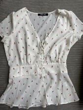 NWOT Rose Floral White Corset Top Small