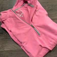 Nike Running Dri-FIT Quarter Zip Pullover Pink Long Sleeve Thumbholes Womens XL