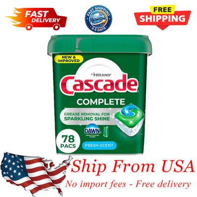 Cascade Complete Dishwasher Detergent ActionPacs, Fresh Scent, 78 ct