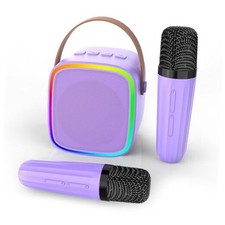 Mini Karaoke Machine with 2 Wireless Microphones, Kids Toys Portable Purple