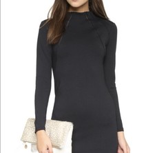 David Lerner Sleek Black Funnel Neck Bodycon Dress Size S