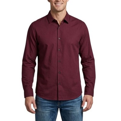 Artefact Slim Fit Button Down Shirt Burgundy Long Sleeve Men XXL NWT