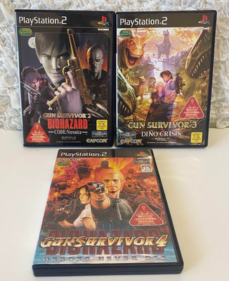 Gun Survivor 2 3 4 Resident Evil Dino Crisis Set Sony PS2 Japanisch Ver Getestet
