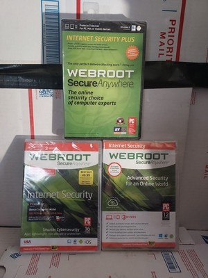 New Lot Of 3 Webroot Secure Anywhere Internet Security PC/MAC/Mobile - #202