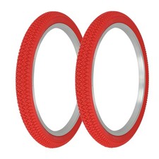 PAIR OF ALL RED BICYCLE GENUINE PRO BMX TIRES IN 20 X 1.95 X-PERFORMER TREAD
