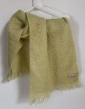 Vintage Glen Stewart By Lochcarron Mohair Wool Scarf Made in Scotland Yellow