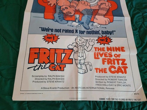 1975 Fritz die Katze Teil 1 + Teil 2 Doppelspiel X-Rated Filme Filmplakat! - Bild 3 von 3