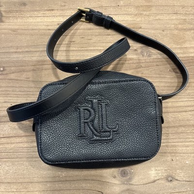 Lauren Ralph Lauren 100% Cow Leather Black Crossbody Bag Gold Hardware NWOT