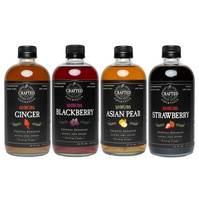 Crafted Cocktails Shrubs | 4 Flavor Variety Pack (Blackberry, Asian Pear, Str...